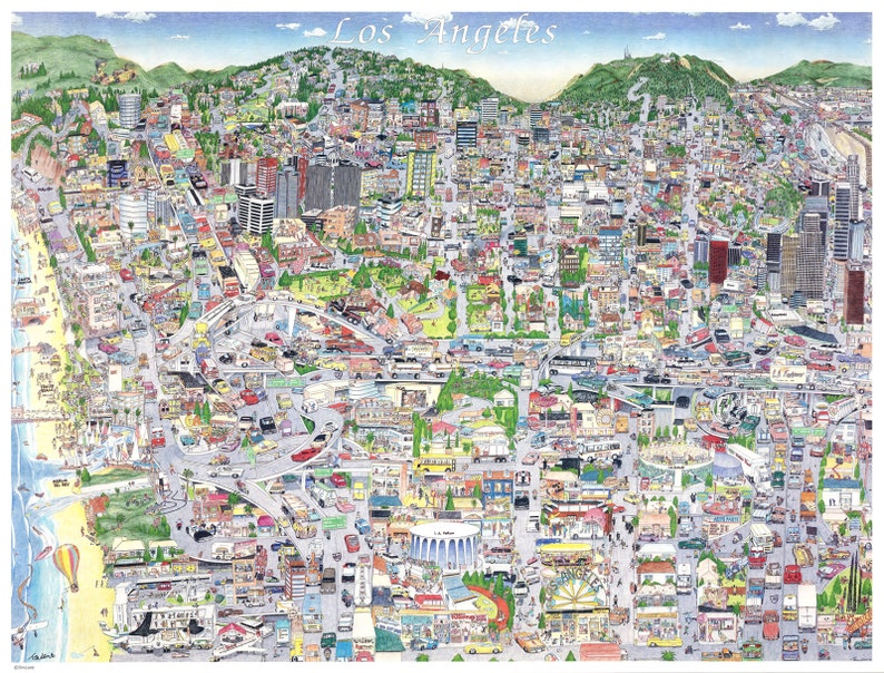 Los Angeles Map Poster Download Old Map Los Angeles Print Digital