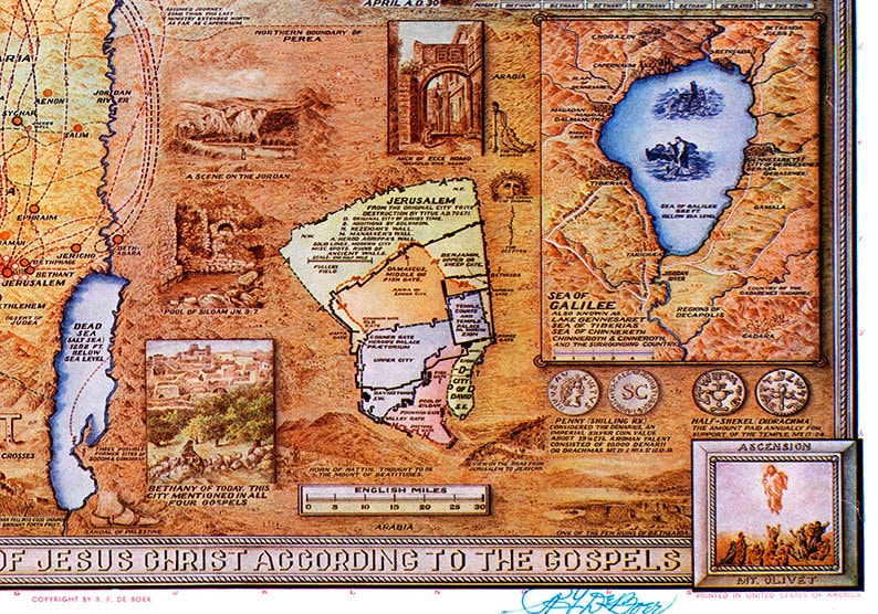 Palestine Map Holy Land Print Jesus Ministry Bible Map - Etsy