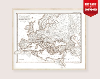 Roman Empire Map Print Large Historical Europe Political Geography Ancient Rome Digital Download