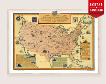ネイティブアメリカンの古地図ポスターギフトアートアメリカの