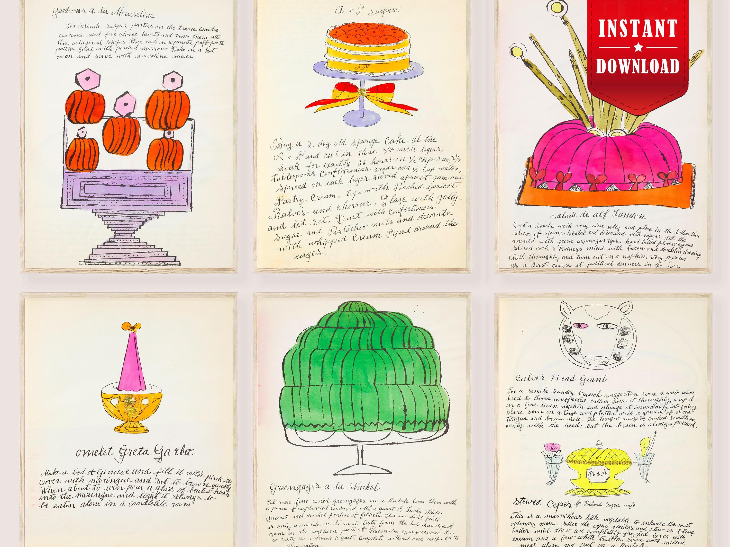 アンディ・ウォーホル レシピプリント クックブック ポスター