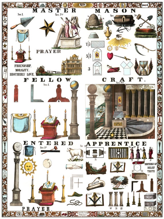 Master's Carpet Freemason Poster Masonic History - Vintage