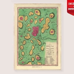 Jerusalem Map Holy Land Print Digital - Old Bible Map of Jerusalem New Testament, Holy Land Map of Palestine, Holy Land Print Download