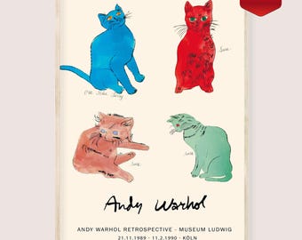 アンディ・ウォーホルの青い猫のポップアートポスター、アンディ