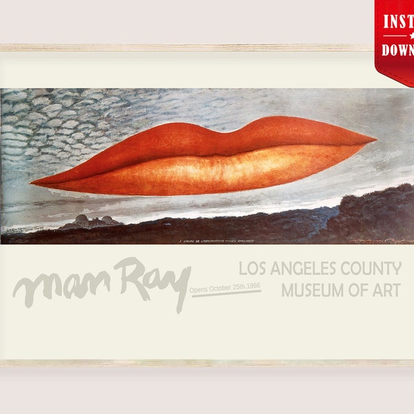 Man Ray Poster Lips Art Print Digital - Retro Man Ray Lips Poster Télécharger Surreal Art Print Man Ray Painting Man Ray Poster Digital Museum