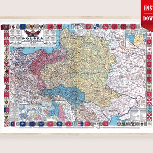 First Poland 1770 Map Download - Ancient Map of Poland Wall Art Retro Decor Vintage Map Partition of Poland Print Digital Historic Map Print