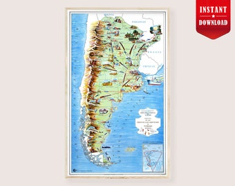 Vintage Argentina map print digital - large Argentina wall art, historical Argentina print, Argentina art poster Argentina the promised Land