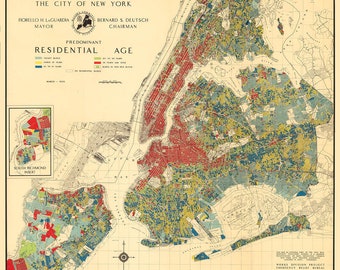 New York City Map Print Vintage NYC Street Plan Old Manhattan Map