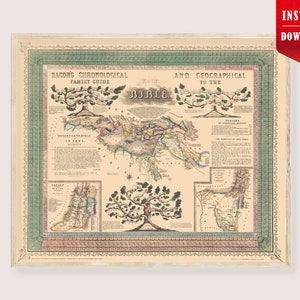 Biblical Map Geography Histomap Download - Biblical Map Christian Chronology Map Jesus Life Holy Bible Family Timeline Bible Art Printable