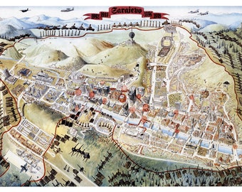 Sarajevo war Poster Panorama Map Printable, Bosnia Military Map Poster Vintage Sarajevo History Wall Print Bosnia Educational Sarajevo siege