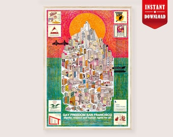 1980年代頃のサンフランシスコのビンテージ ゲイ フリーダム マップ