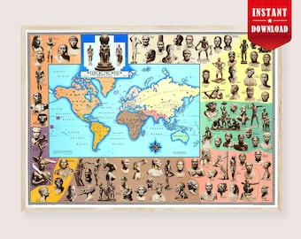 1850 民族誌、世界地図、人類、世界史、19 世紀の地図帳、歴史地図