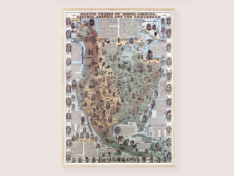 Native American Map Poster Native American Tribes Map US Print Map ...