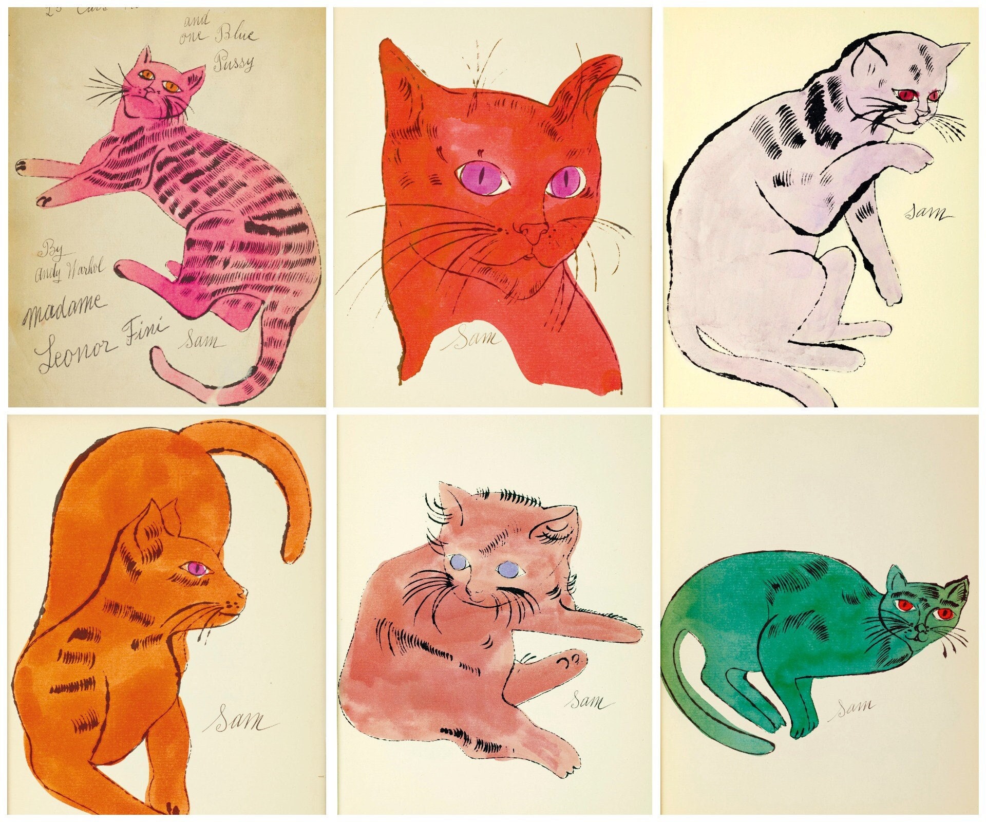 25 Cats Name Sam Andy Warhol Print Book PDF - Pop Art Cats Warhol
