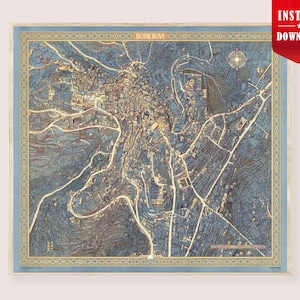 Bible Map Bethlehem Jesus Timeline Poster Download - Vintage Biblical Histomap Israel Wall Art History Israel Art Print jerusalem bible map