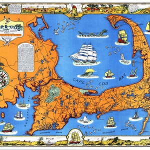 Old Map Cape Cod Art Print Barnstable County Map Download - Etsy