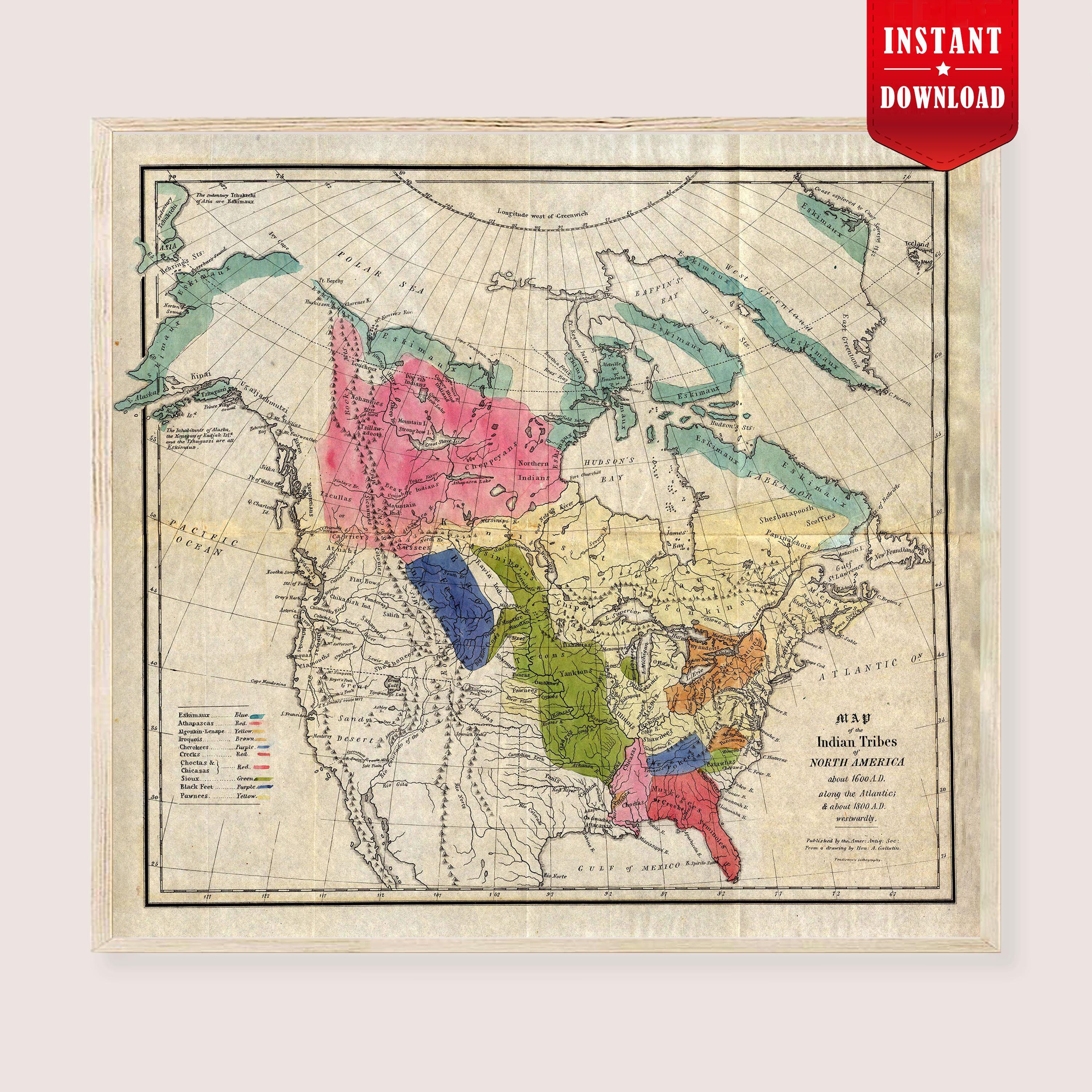 Native Tribes of North America Map 1836 Download: Indian Tribes