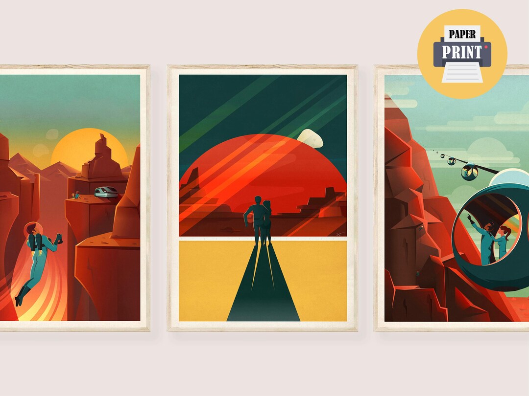 Sci Fi Art Prints Mars Posters Vintage Space Posters UFO - Etsy
