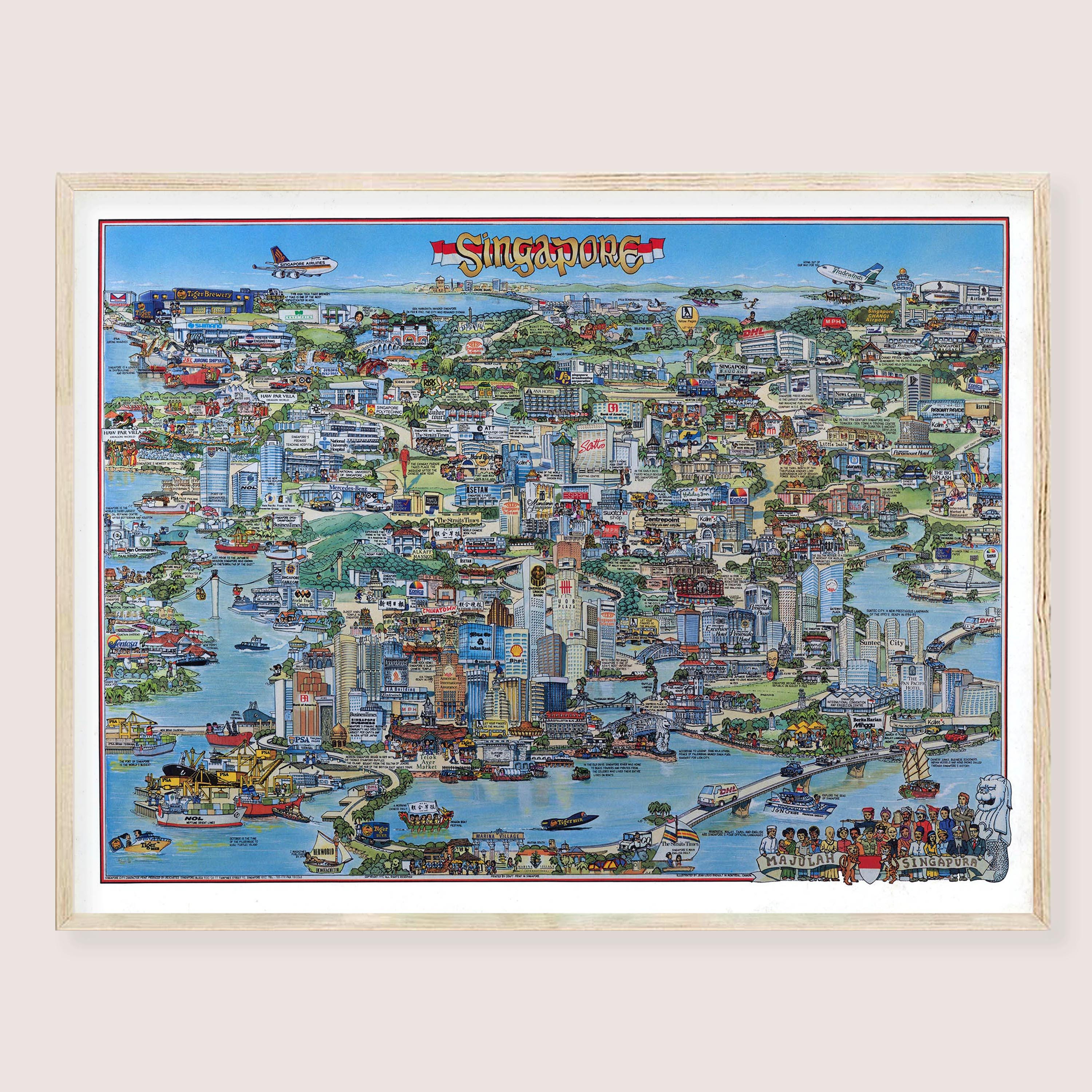 Singapore Island Map Print, Illustrated Singapore Map Printable