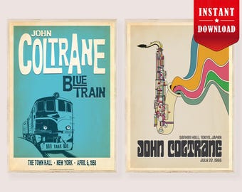 Pôster de John Coltrane - Impressão de Jazz - Capa de Álbum Vintage de John Coltrane - Arte de Parede Retrô de Jazz - Pôster de Jazz - Arte de Parede Musical - Baixe Pôsteres de Festivais