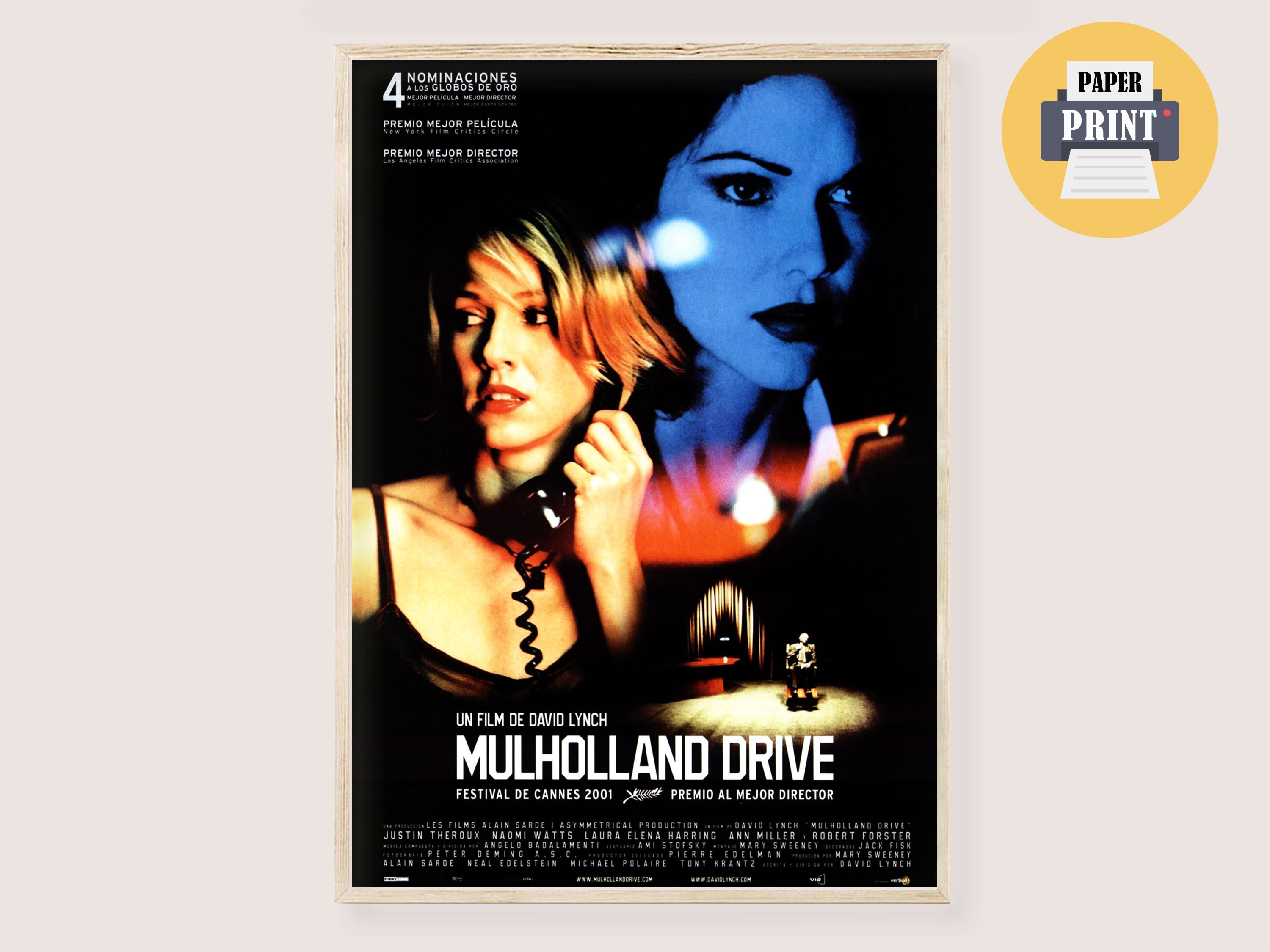 Mulholland Drive Movie Poster David Lynch Hollywood Film Art Print Neo Noir Retro Poster