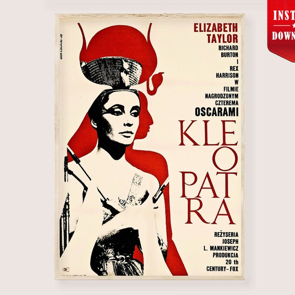 Kleopatra Film Poster Download - Elizabeth Taylor Kleopatra Original Movie Print Digital, Epische Filmkunst Dekor, Retro Poster Filme Vintage