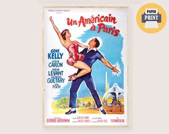 An American in Paris Movie 1951 Poster - Retro Musical Film Poster George Gershwin Print American Cinema Wall Art Vintage Movie Print