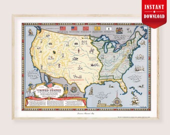 Educational Map United States Historical  Printable - American revolution war histomap, USA history Project map, American war school map