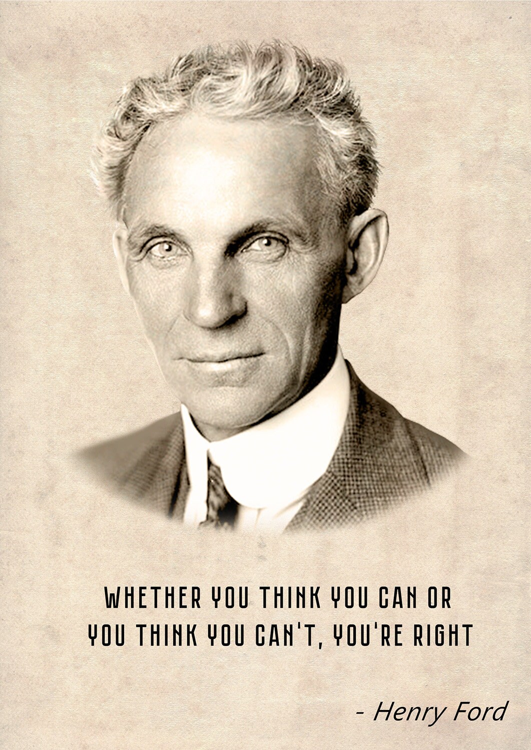 Henry Ford Art Print Henry Ford Quote Poster, Henry Ford Portrait Quote Wall Art, Henry Ford ...