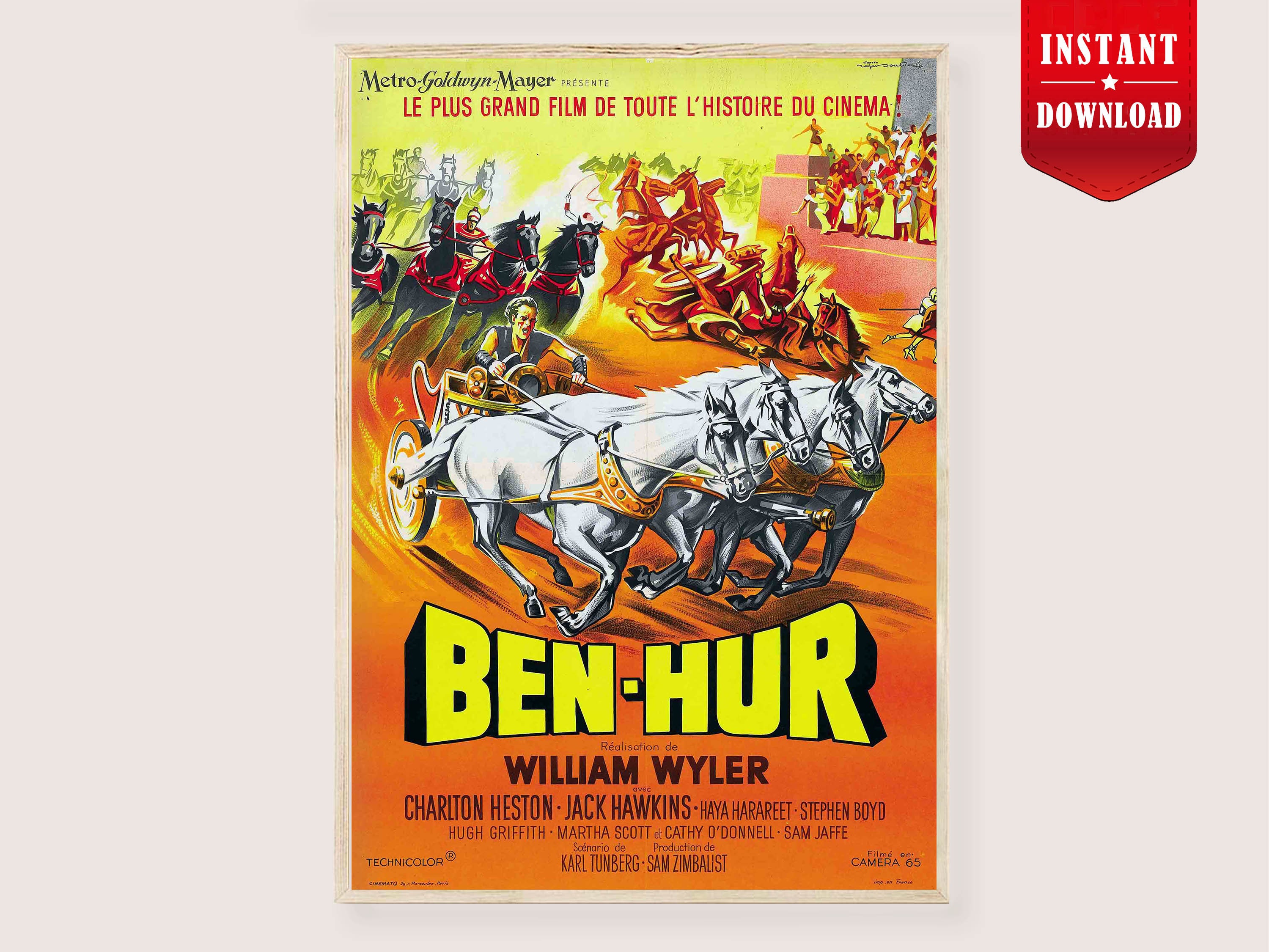 Ben-hur Movie 1959 Poster Download Vintage Film Art Prints Digital