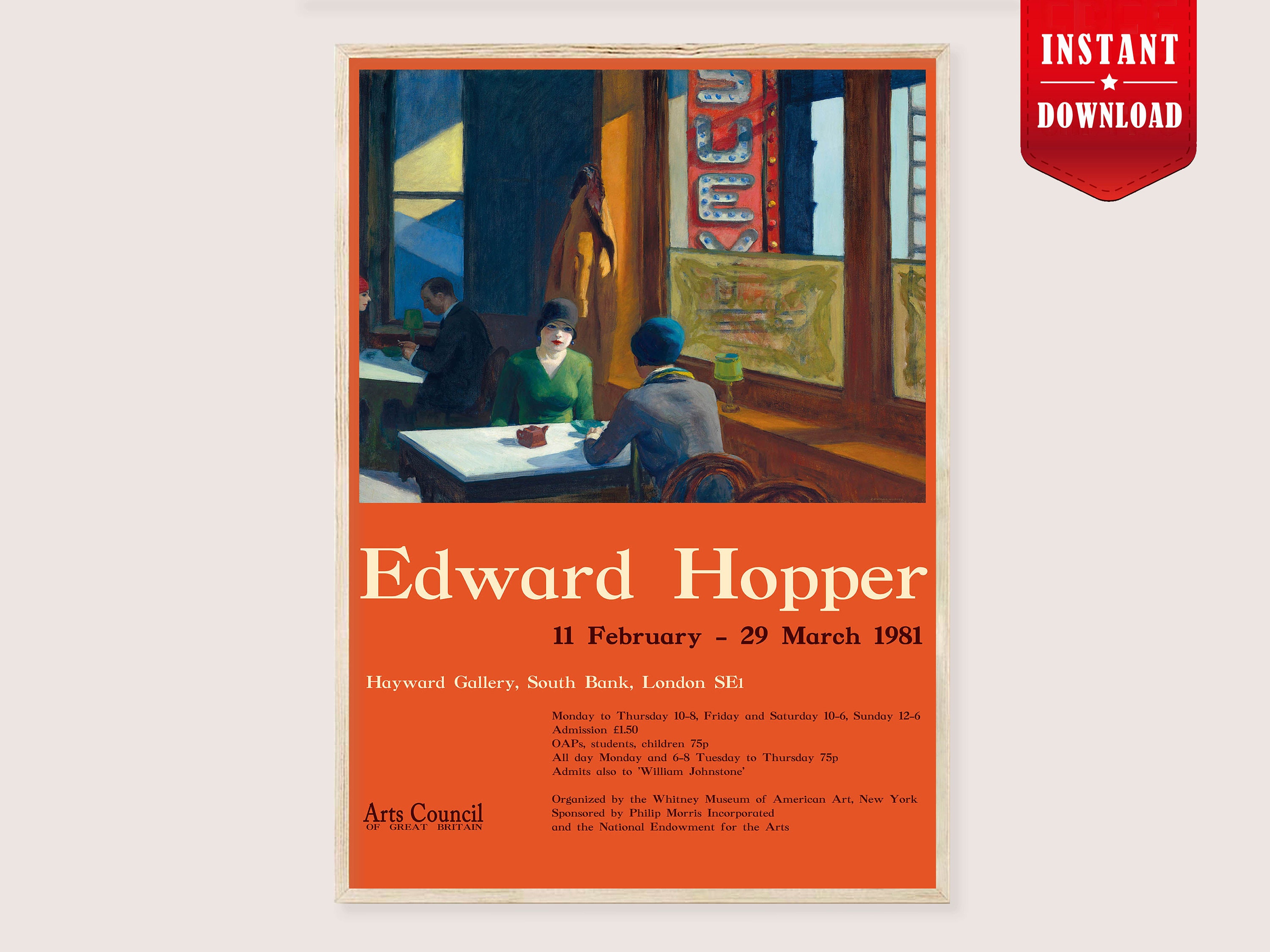 Edward Hopper Cafe Art Print Digital Museum Art Poster Etsy