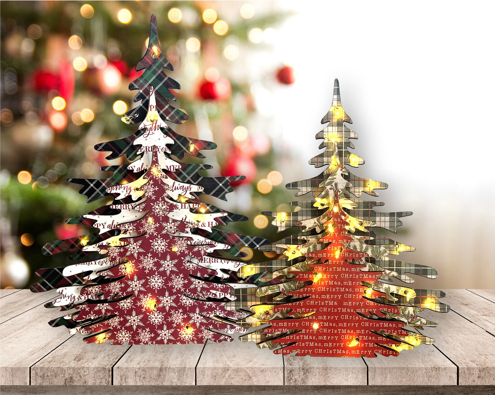 Lighted Trees SVG With Box SVG to Hide Battery Pack Bundle Etsy