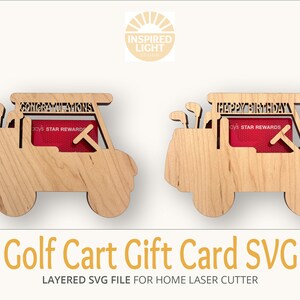 Golf Cart Gift Card Holder SVG Card, Full Front, Set of 2 Bundle, Congratulations and Happy Birthday! Glowforge SVG Cut File, Golfers Gift