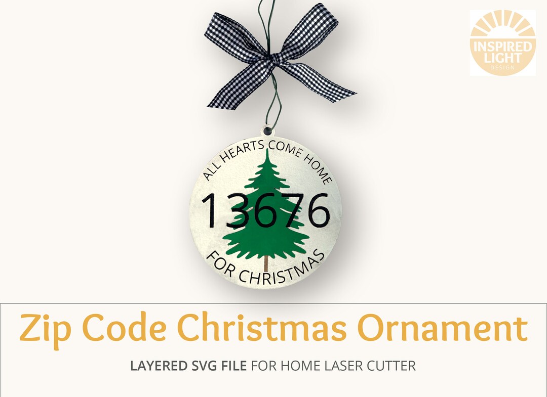 Zip Code All Hearts Come Home for Christmas Ornament SVG, Christmas