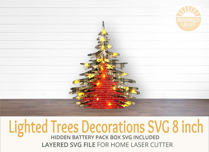 Lighted Trees SVG With Box to Hide Battery Pack Tallest Tree Etsy