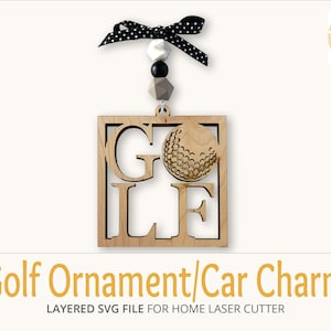 Golf mit Golfball O Auto Anhänger SVG, beschreibende Golf Worte, Glowforge Laser Cutter Datei, Golfer SVG, Ornament, Muttertagsgeschenk