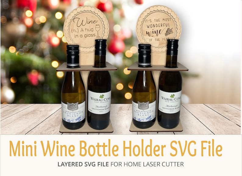 Mini Wine Bottles Gift Holder SVG File Interchangeable Circle Etsy