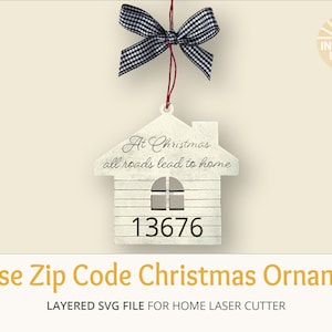 Zip Code House Christmas Ornament SVG, Christmas Ornaments, Home Town Zip Code Ornament, Home Town Christmas, Zip Code