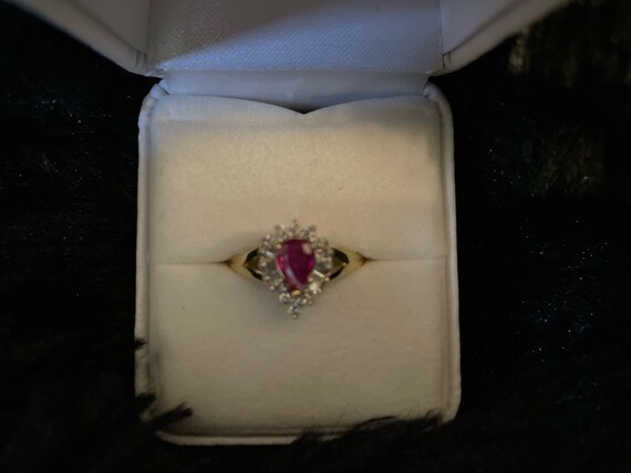 Ruby Ring Framed in Diamonds Size 7 - image 2