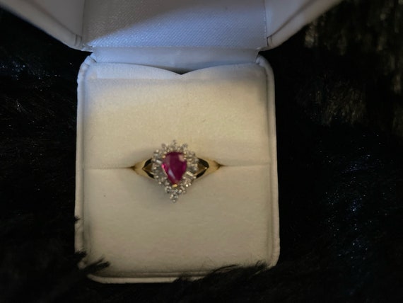 Ruby Ring Framed in Diamonds Size 7 - image 1