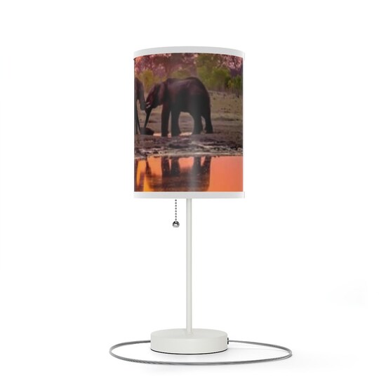 Disover Elephants at Sunset Lamp on a Stand, US|CA plug