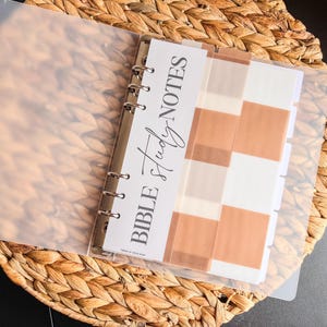 Faith-Based Bible Study Binder: Verse Mapping, Character Study (A5 Printable Notes) Brown Checkered