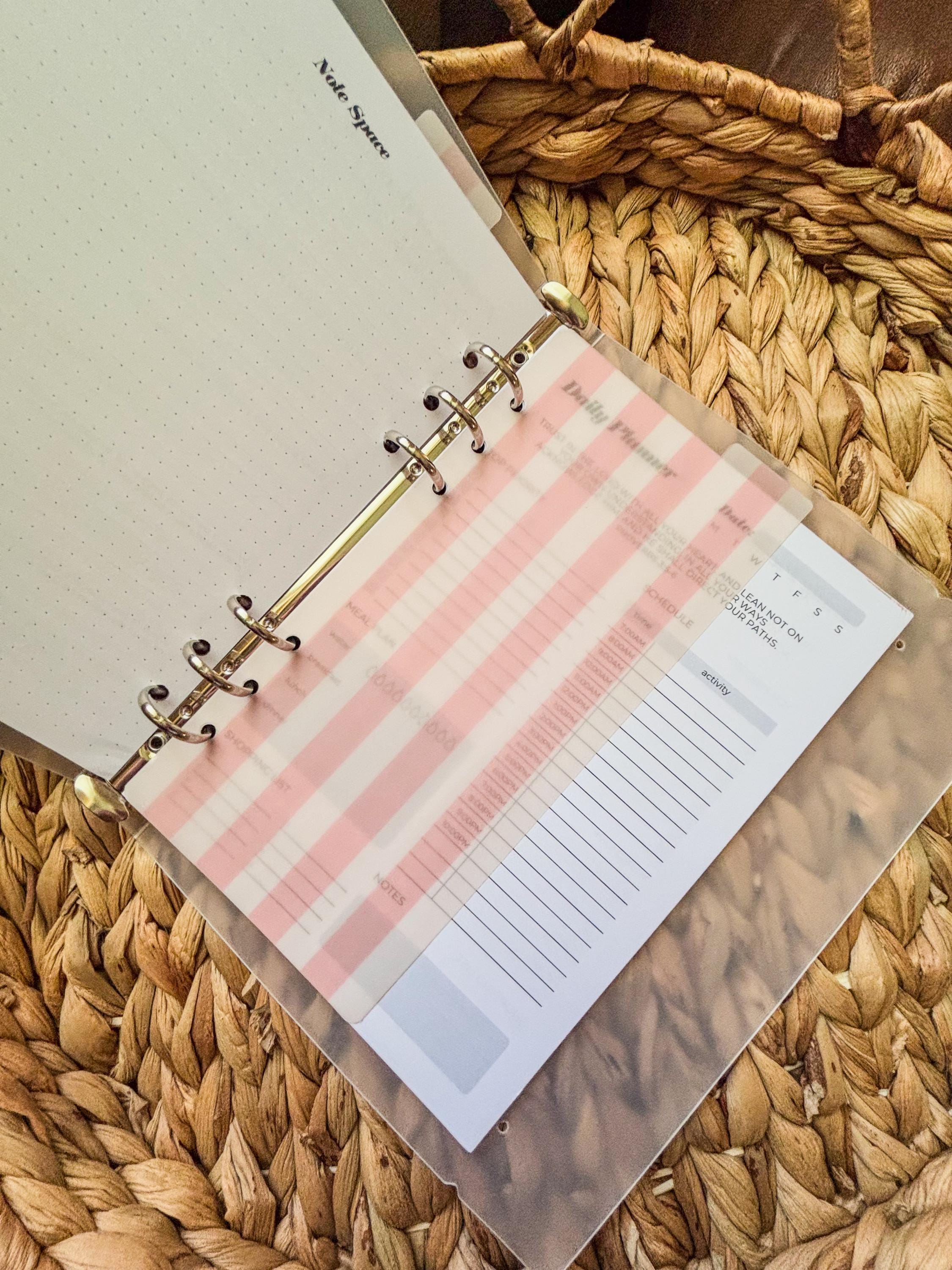 A5 A6 Vellum Top Tab Dividers | 2-Pack Handmade Planner Inserts | Laminated for Durability | Pink Stripes | Cash Envelopes | Budgeting - Thumbnail 7