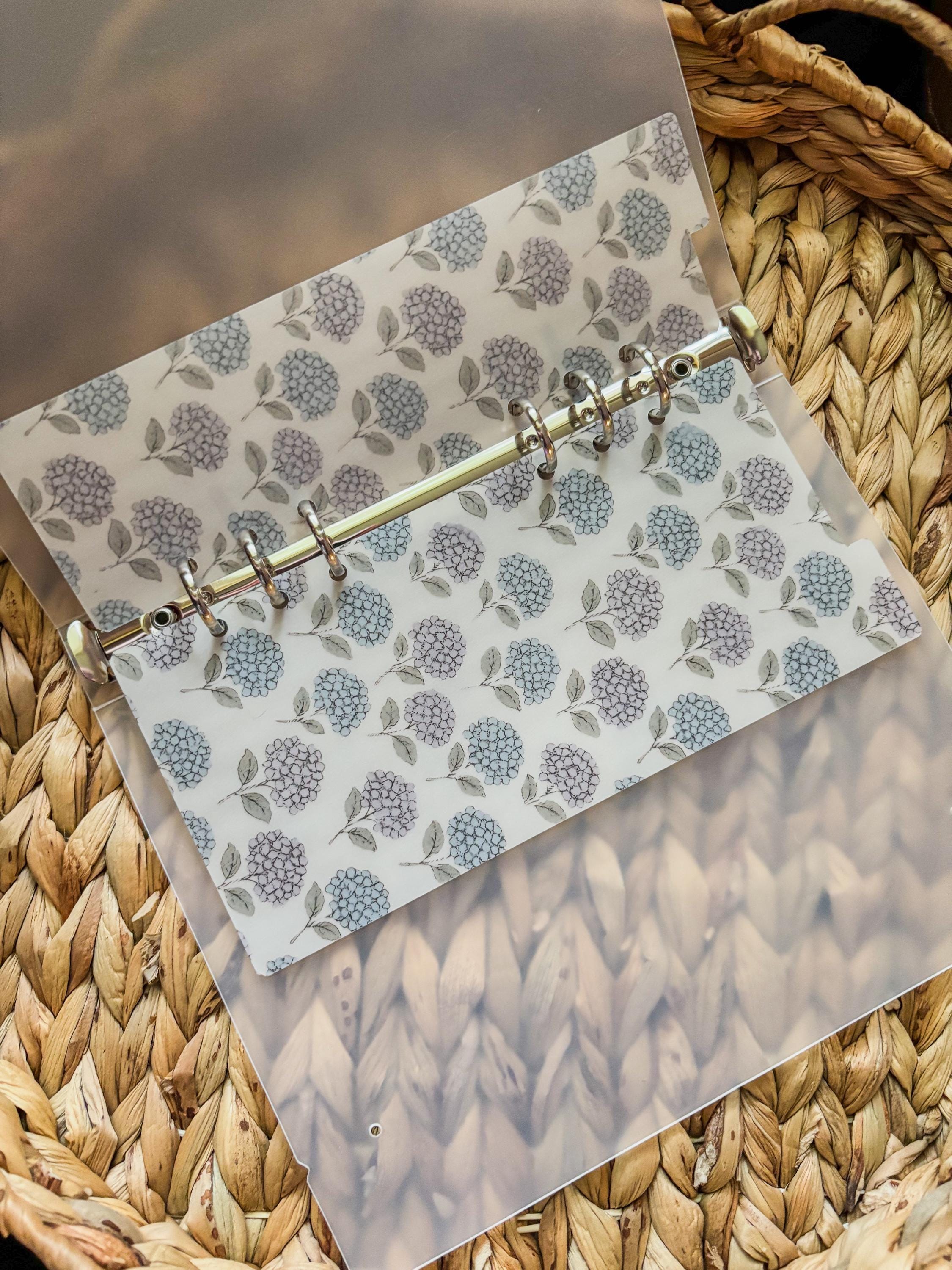 A5 Vellum Top Tab Dividers | 2-Pack Handmade Planner Inserts | Laminated for Durability | Blue Purple Hydrangeas - Thumbnail 3
