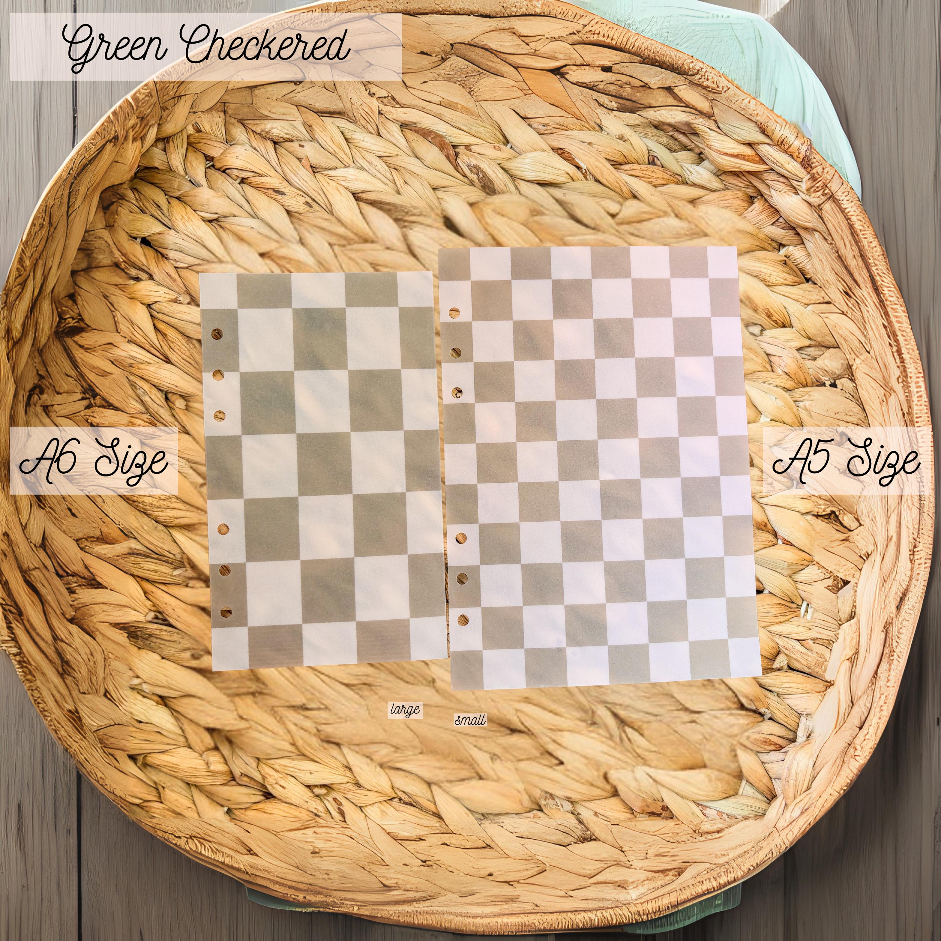 A5, A6 Planner Dashboard | Planner Insert | Vellum | Laminated | Green Checkered | Cash Envelopes | Budget
