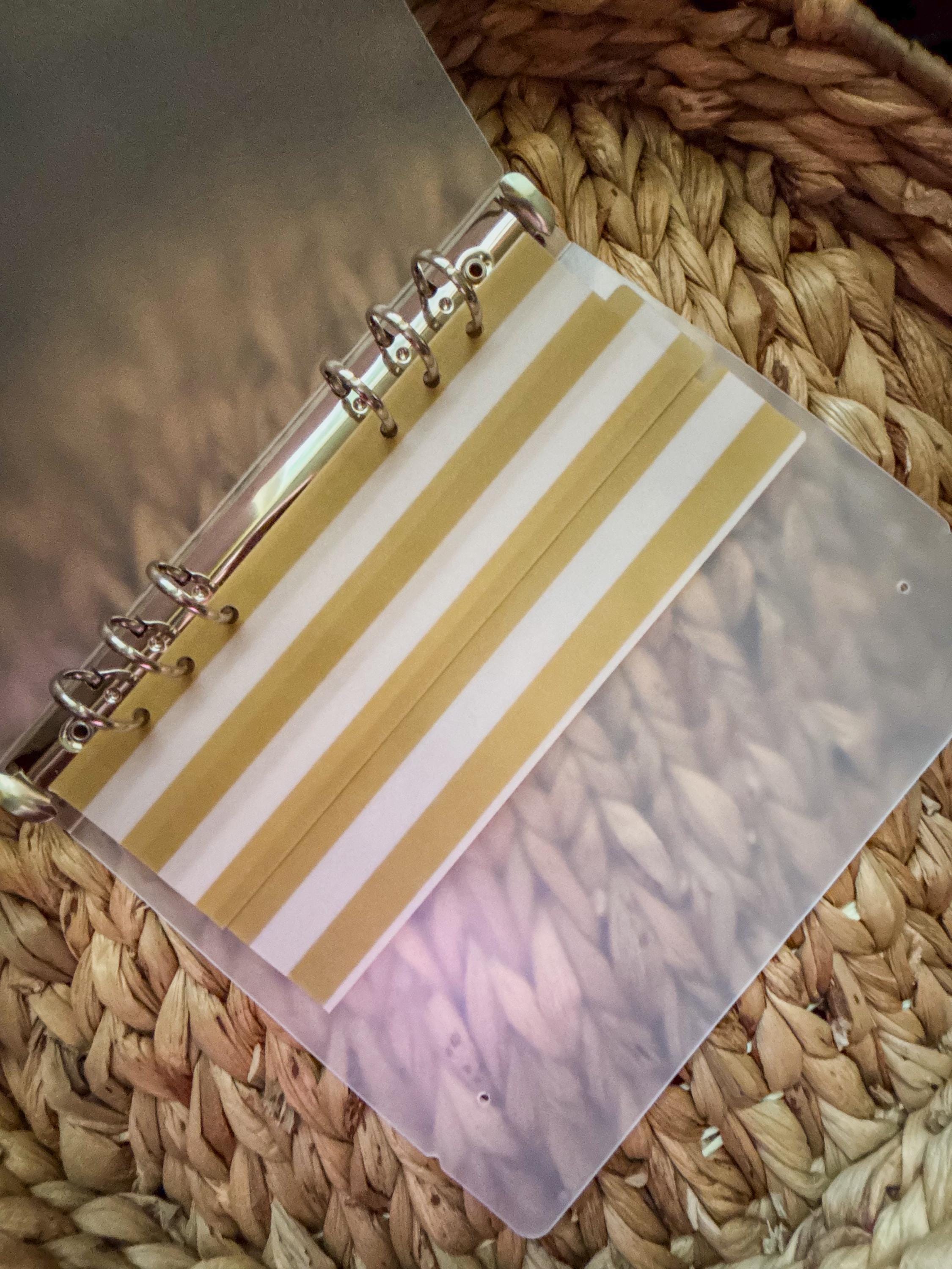 A5 A6 Vellum Top Tab Dividers | 2-Pack Handmade Planner Inserts | Laminated for Durability | Gold Stripes | Cash Envelopes | Budgeting - Thumbnail 4