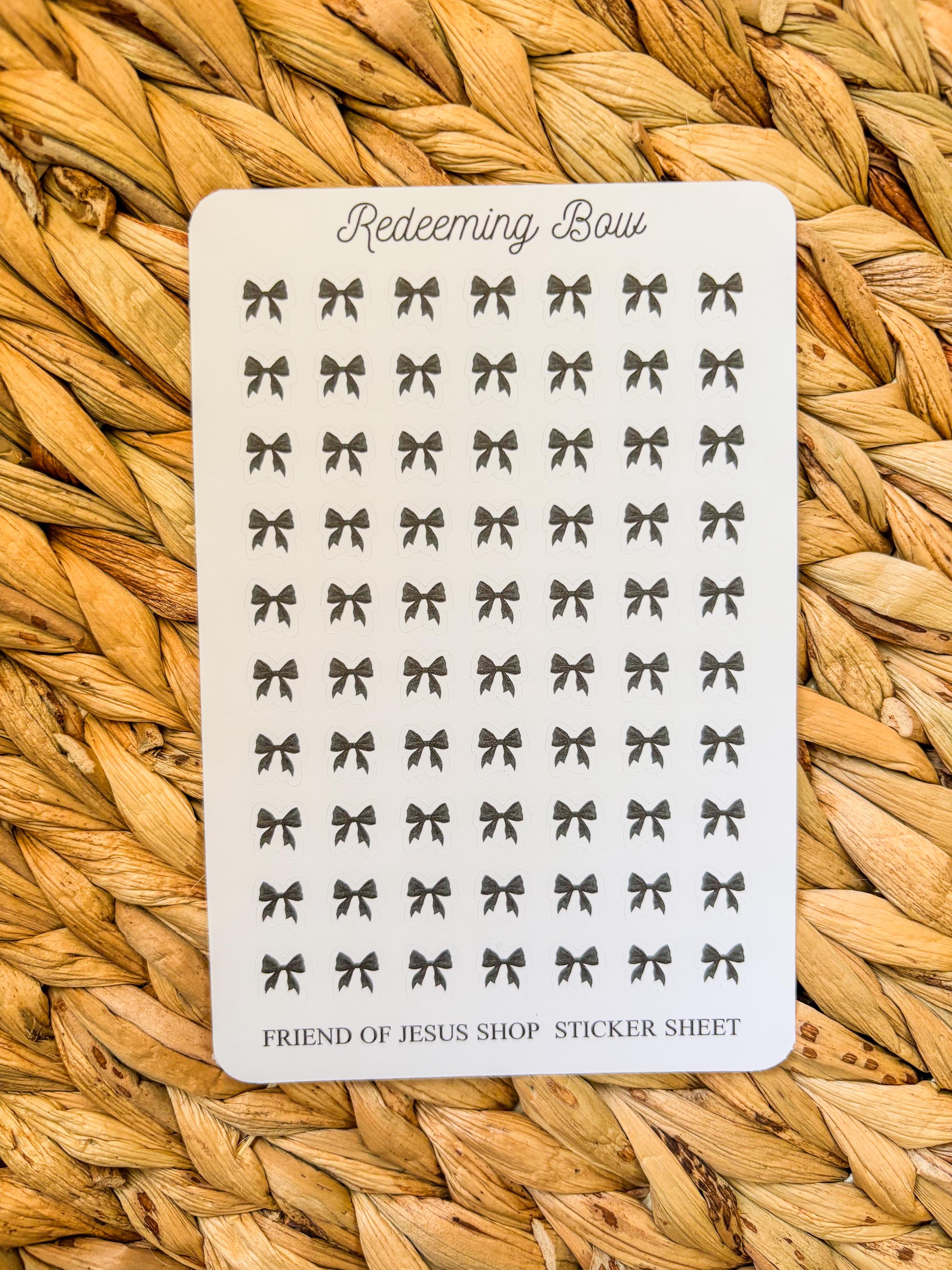 Mini Redeeming Bow Sticker Sheet | Scrapbooking | Planner | Journaling Supplies | Faith Planner
