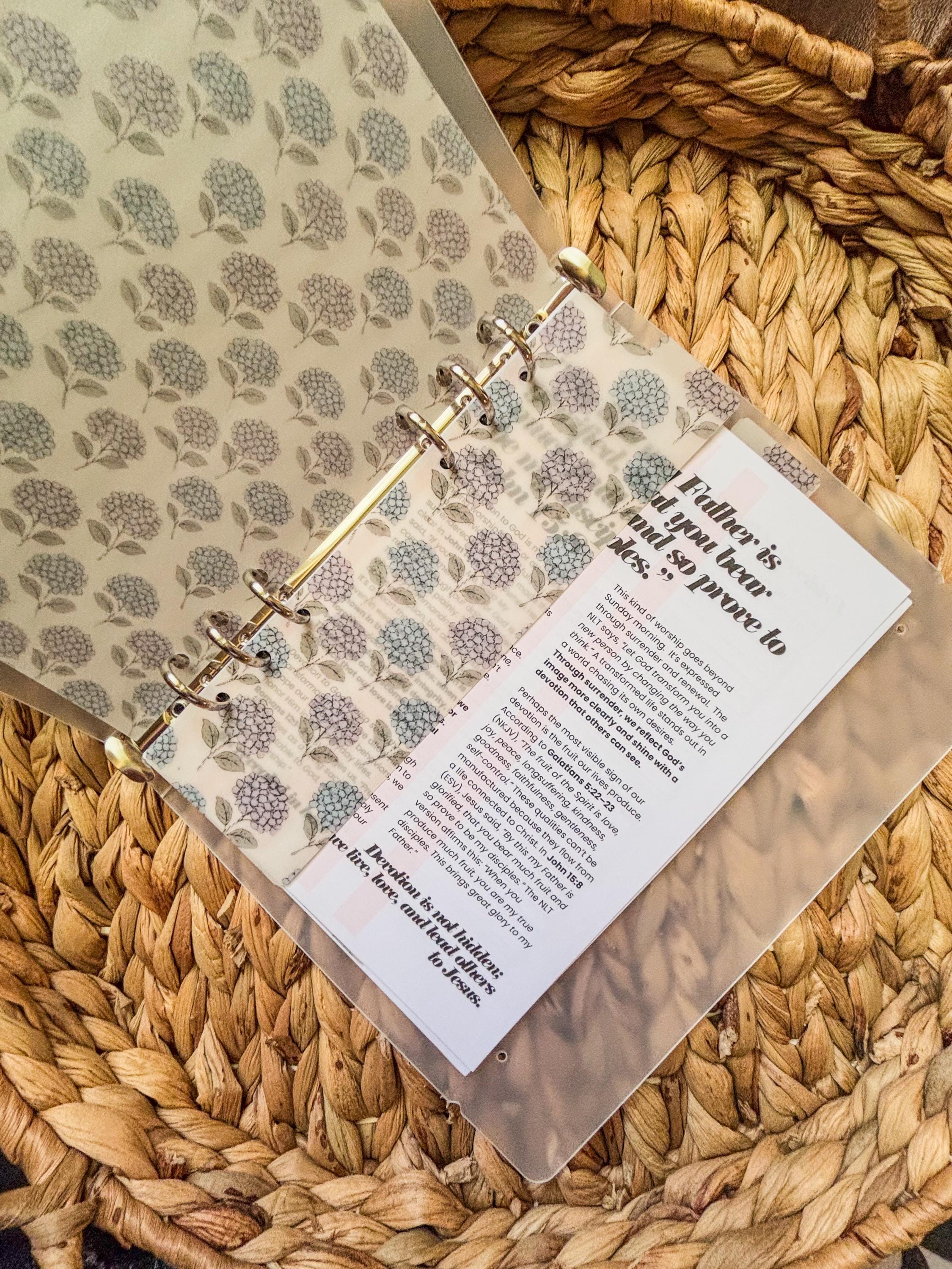 A5 Vellum Top Tab Dividers | 2-Pack Handmade Planner Inserts | Laminated for Durability | Blue Purple Hydrangeas - Thumbnail 5