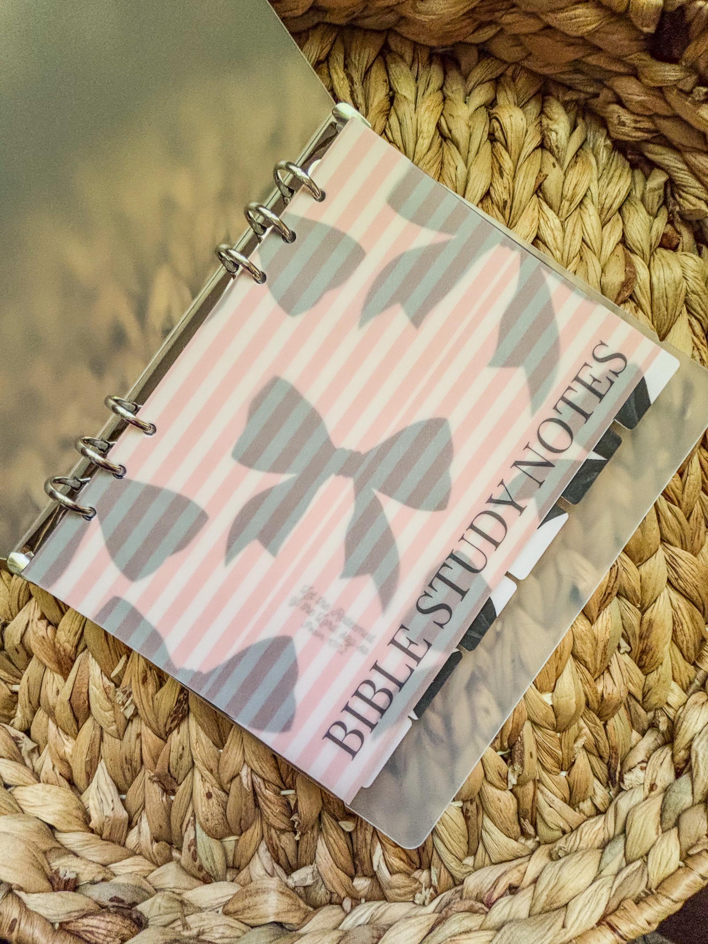 Bible Study Notes Binder | Faith-Based Printable | 6 Section Binder | Bible Tracker, Verse Mapping, Sermon Notes, Character Study