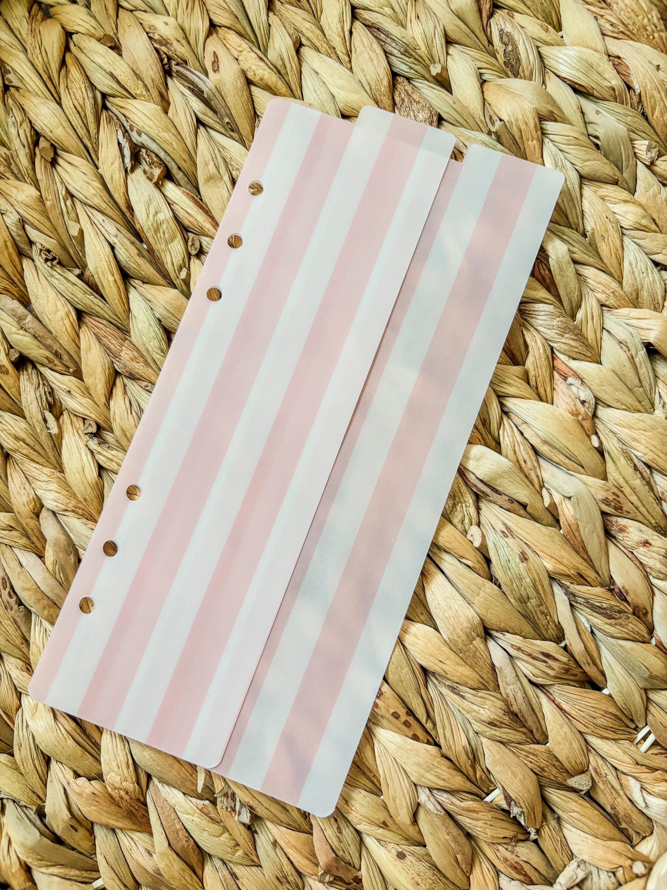 A5 A6 Vellum Top Tab Dividers | 2-Pack Handmade Planner Inserts | Laminated for Durability | Pink Stripes | Cash Envelopes | Budgeting - Thumbnail 3